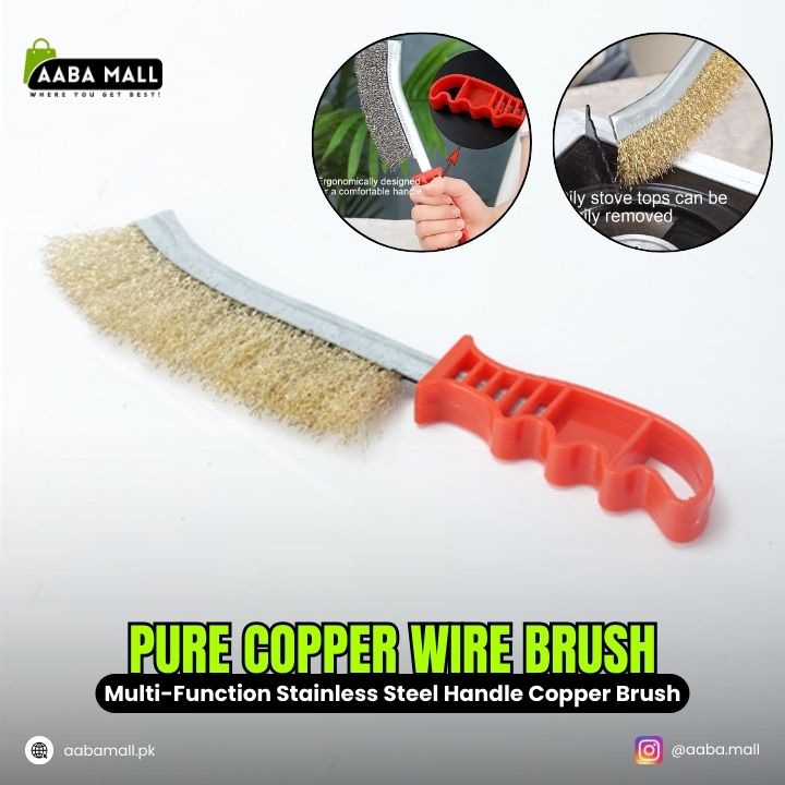 Pure Copper Wire Brush Knife Type Industrial Cleaning Brush | Multi-Function Stainless Steel Handle Copper Brush