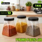 Pyramid 1 KG Plastic Jar ? Premium Airtight Food Storage Container | BPA-Free Transparent Kitchen Organizer - AABA MALL