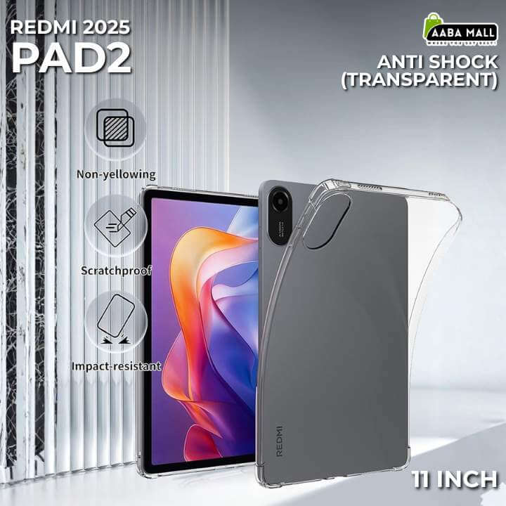 Xiaomi Redmi Pad 2 11 Inch Transparent Case – Slim, Lightweight Soft TPU Anti‑Shock Cover with Raised Edge Protection