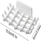 White plastic grid with hooks on a white background
