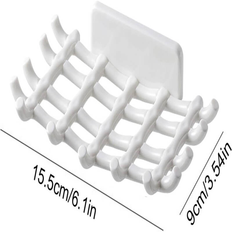 White plastic grid with hooks on a white background