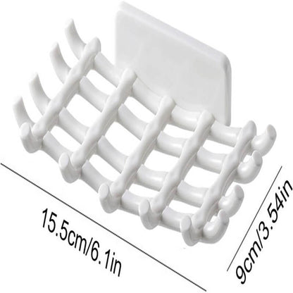 White plastic grid with hooks on a white background