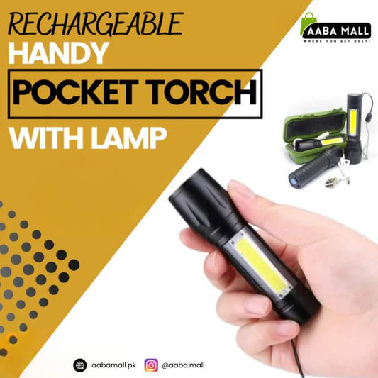 Rechargeable Handy Pocket Torch with Lamp – USB Flashlight for Camping & Cave Exploration
