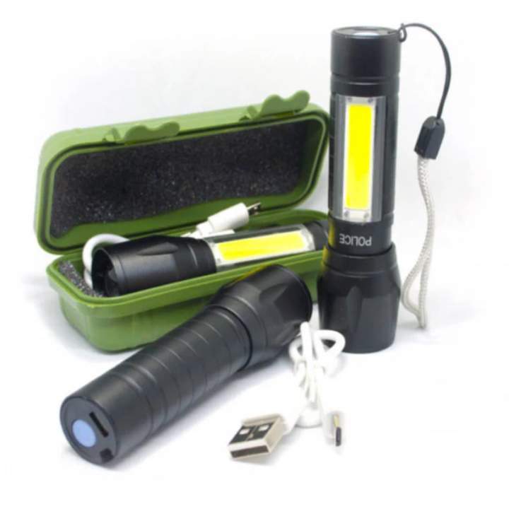 Rechargeable Handy Pocket Torch with Lamp – USB Flashlight for Camping & Cave Exploration