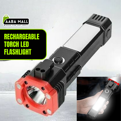 Multifunctional Rechargeable LED Flashlight | Long-Range Torch with Power Bank, Hammer, Magnetic Base, Window Breaker & Seatbelt Cutter