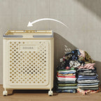 Collapsible plastic laundry basket with side handles