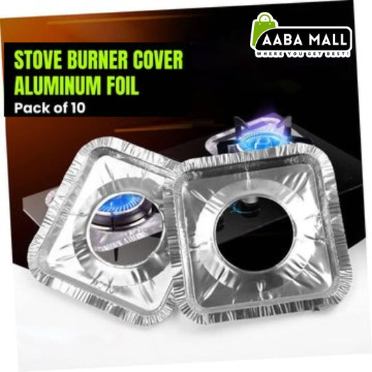 Aluminum Foil Gas Stove Liner & Burner Cover (Square Shape) - Pack of 10