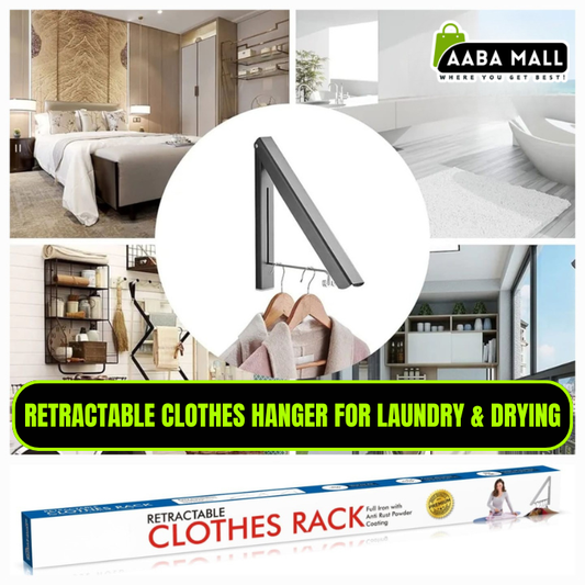 Foldable wall-mounted clothing rack opened for drying clothes