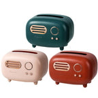 Retro radio model tissue box holder, vintage desk decor and napkin dispenser for living room