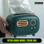 Retro radio model tissue box holder, vintage desk decor and napkin dispenser for living room