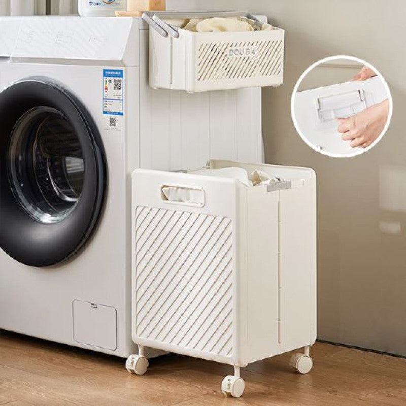 Rolling laundry basket with wheels