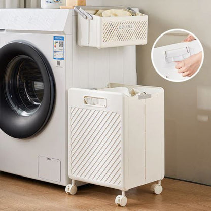 Rolling laundry basket with wheels