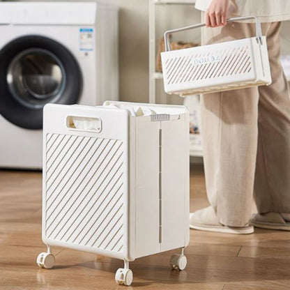 Rolling laundry basket with wheels
