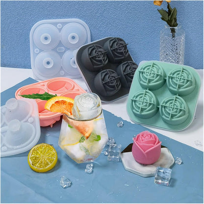 4-hole flower shaped ice ball tray food grade silicone