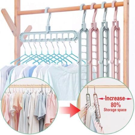 9 Hole Space Saving Hanger Multi-Function Rotatable Hanger for Drying Clothes Organizer - AABA MALL