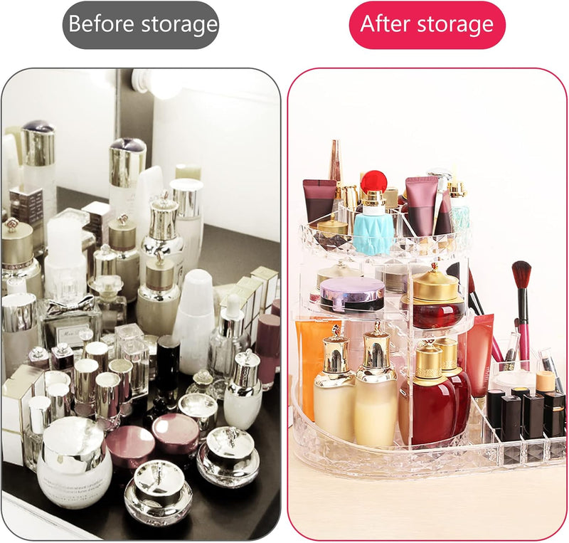 360 Rotating Makeup Organizer with Compartment - AABA MALL