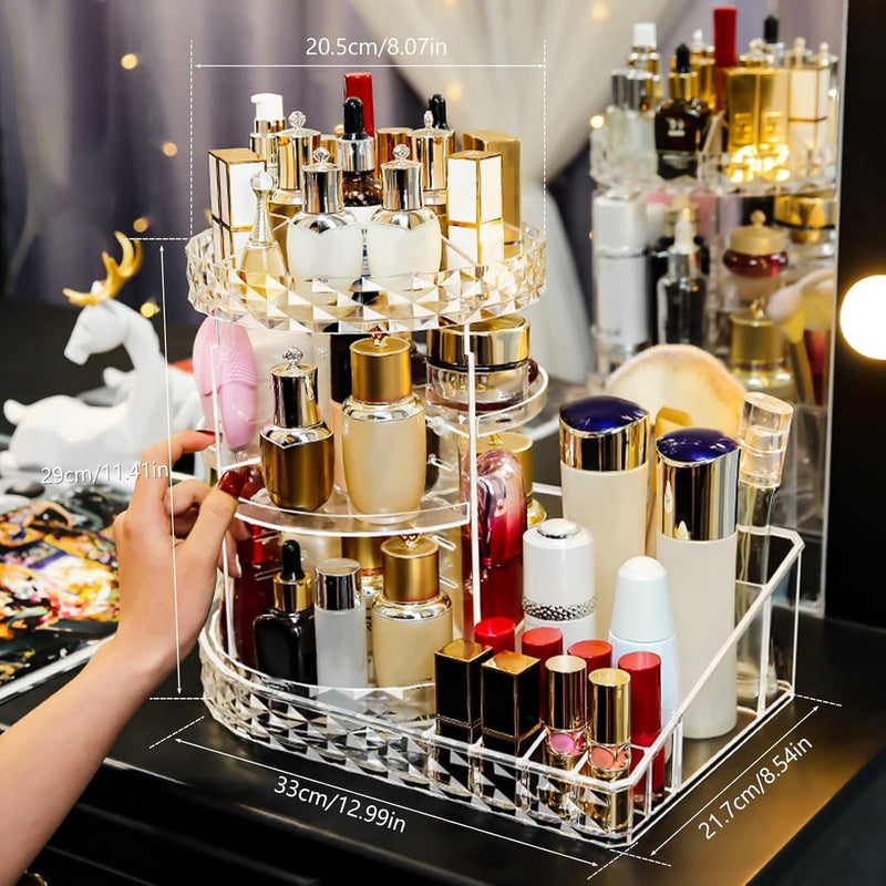360 Rotating Makeup Organizer with Compartment - AABA MALL