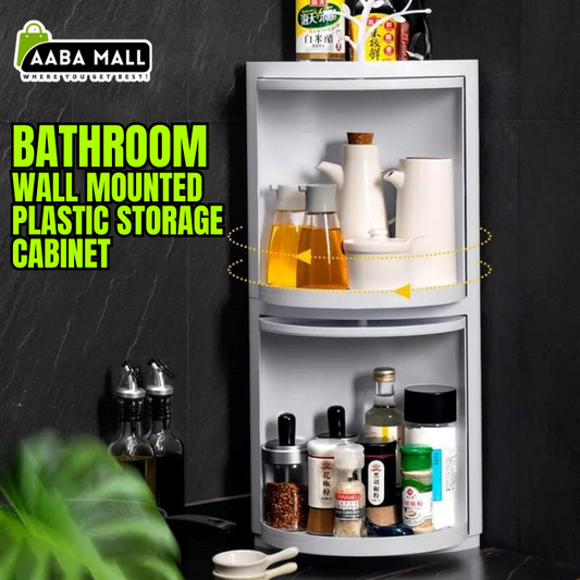 Rotating Triangle Wall-Mounted Bathroom Shelf – White Plastic Corner Storage Rack – Dustproof Organizer for Bathroom & Kitchen