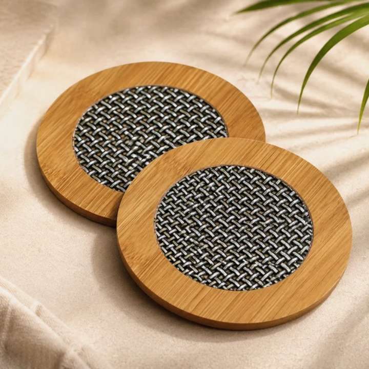Round Wooden Table Mat Heat Resistant Pot Holder & Non-Slip Coaster | Wooden Trivet Heat Pad for Hot Dishes, Pots, Pans, Cups & Kitchen Counter Protection
