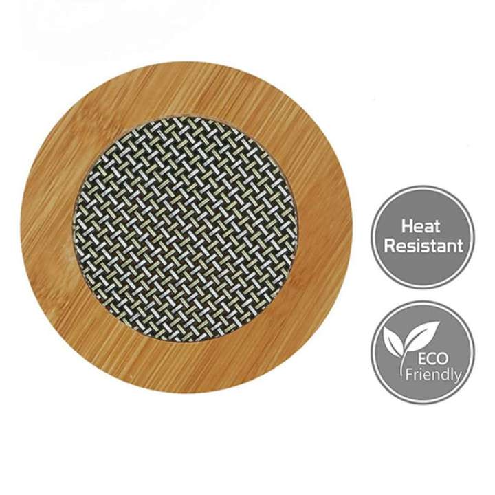 Round Wooden Table Mat Heat Resistant Pot Holder & Non-Slip Coaster | Wooden Trivet Heat Pad for Hot Dishes, Pots, Pans, Cups & Kitchen Counter Protection