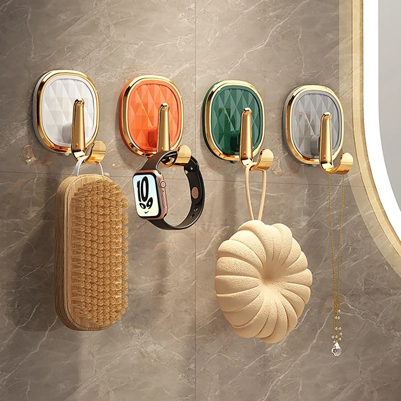 Heavy-Duty Self-Adhesive Golden Multi Color Hooks ? Wall Hooks for Home & Kitchen | Strong Hold up to 2kg - AABA MALL
