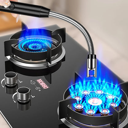 Rechargeable Electric Arc Lighter | Portable USB Lighter with LED | Long Neck Flameless BBQ Lighter for Gas Stove, Kitchen & Outdoor