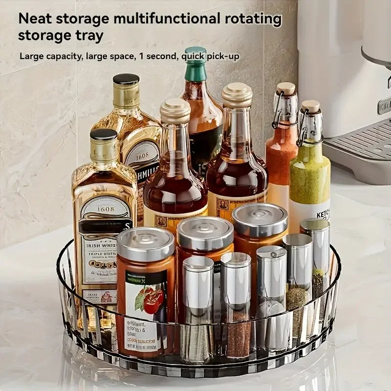 360ø Rotating Spice Rack Organizer | Non-Slip Turntable Tray for Kitchen Cabinets, Countertops & Pantry - AABA MALL