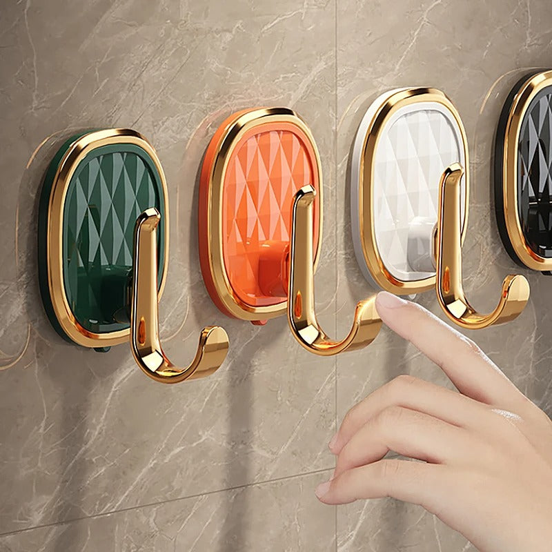 Heavy-Duty Self-Adhesive Golden Multi Color Hooks ? Wall Hooks for Home & Kitchen | Strong Hold up to 2kg - AABA MALL