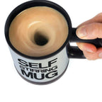 Automatic stainless steel self stirring coffee mixing cup blender mug with lid and button on handle