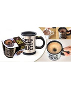 Automatic stainless steel self stirring coffee mixing cup blender mug with lid and button on handle