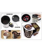 Automatic stainless steel self stirring coffee mixing cup blender mug with lid and button on handle