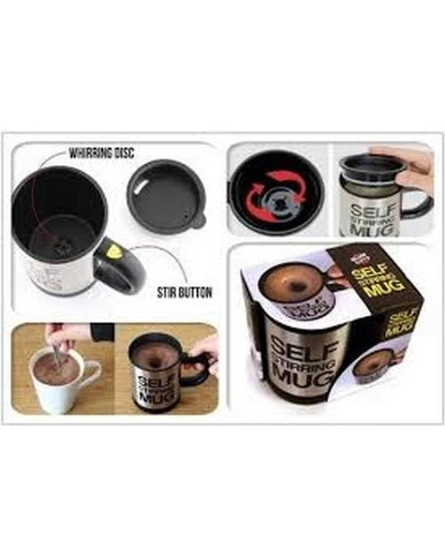 Automatic stainless steel self stirring coffee mixing cup blender mug with lid and button on handle