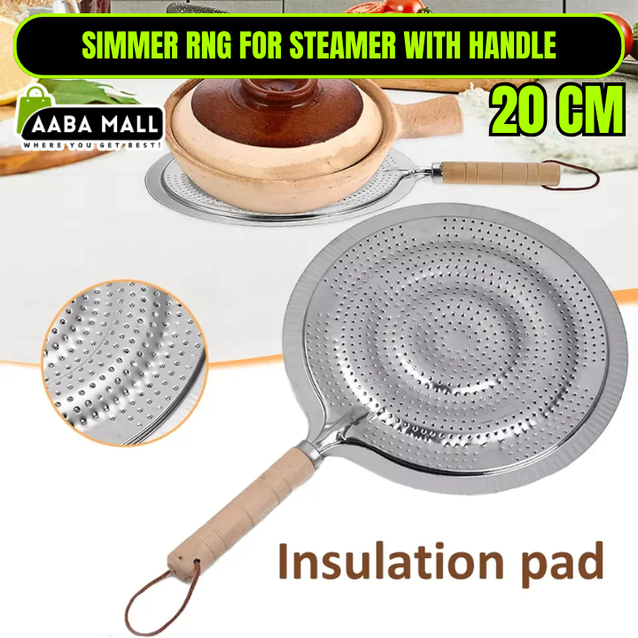 Stainless Steel Simmer Ring for Gas Stove with Handle – Foldable Flame Diffuser Plate for Steamer, Toaster, BBQ Grill & Induction Cooking