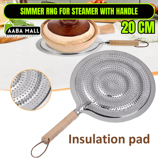 Stainless Steel Simmer Ring for Gas Stove with Handle – Foldable Flame Diffuser Plate for Steamer, Toaster, BBQ Grill & Induction Cooking