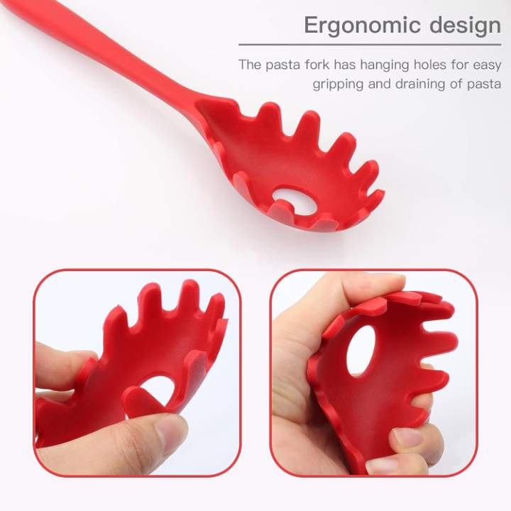 Silicone Noodles, Pasta Spaghetti Spoon for Serving | Heat Resistant Spaghetti Strainer Spoon | Durable Pasta Server Spoon for Kitchen Cooking
