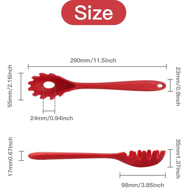 Silicone Noodles, Pasta Spaghetti Spoon for Serving | Heat Resistant Spaghetti Strainer Spoon | Durable Pasta Server Spoon for Kitchen Cooking