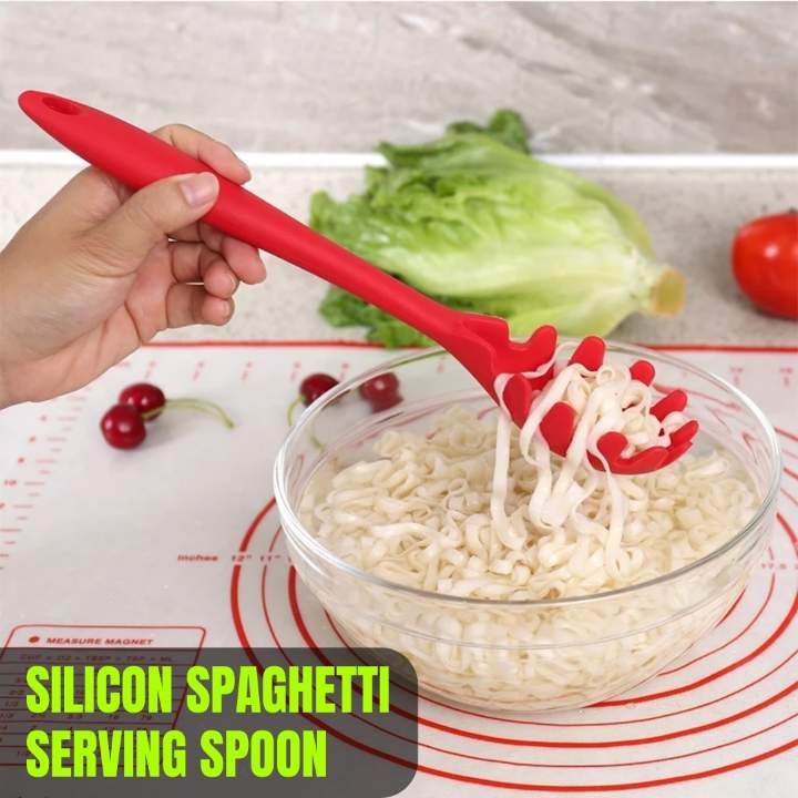 Silicone Noodles, Pasta Spaghetti Spoon for Serving | Heat Resistant Spaghetti Strainer Spoon | Durable Pasta Server Spoon for Kitchen Cooking