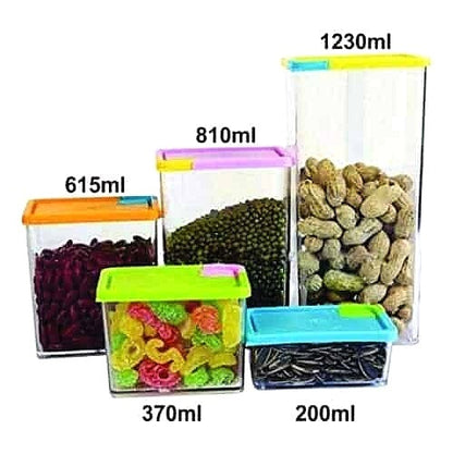 5 Pcs Transparent Stackable Storage Boxes | Space-Saving Plastic Organizer Bins