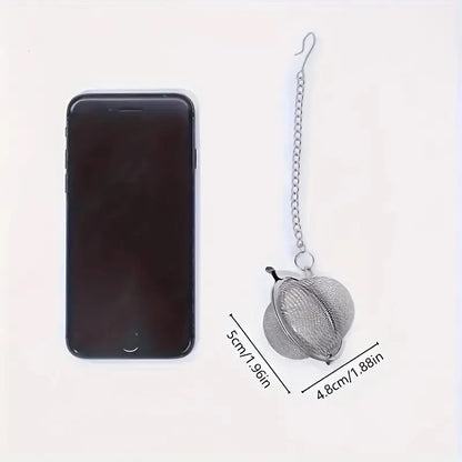 5cm BALL Silver Elegant Perfect Tea Strainer Mesh Stainless Steel Tea Strainer Filter Infuser for Lose Leaf Tea and Mulling Spices - Chain Style