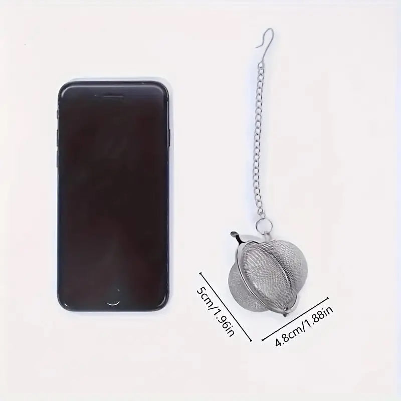 5cm BALL Silver Elegant Perfect Tea Strainer Mesh Stainless Steel Tea Strainer Filter Infuser for Lose Leaf Tea and Mulling Spices - Chain Style - AABA MALL
