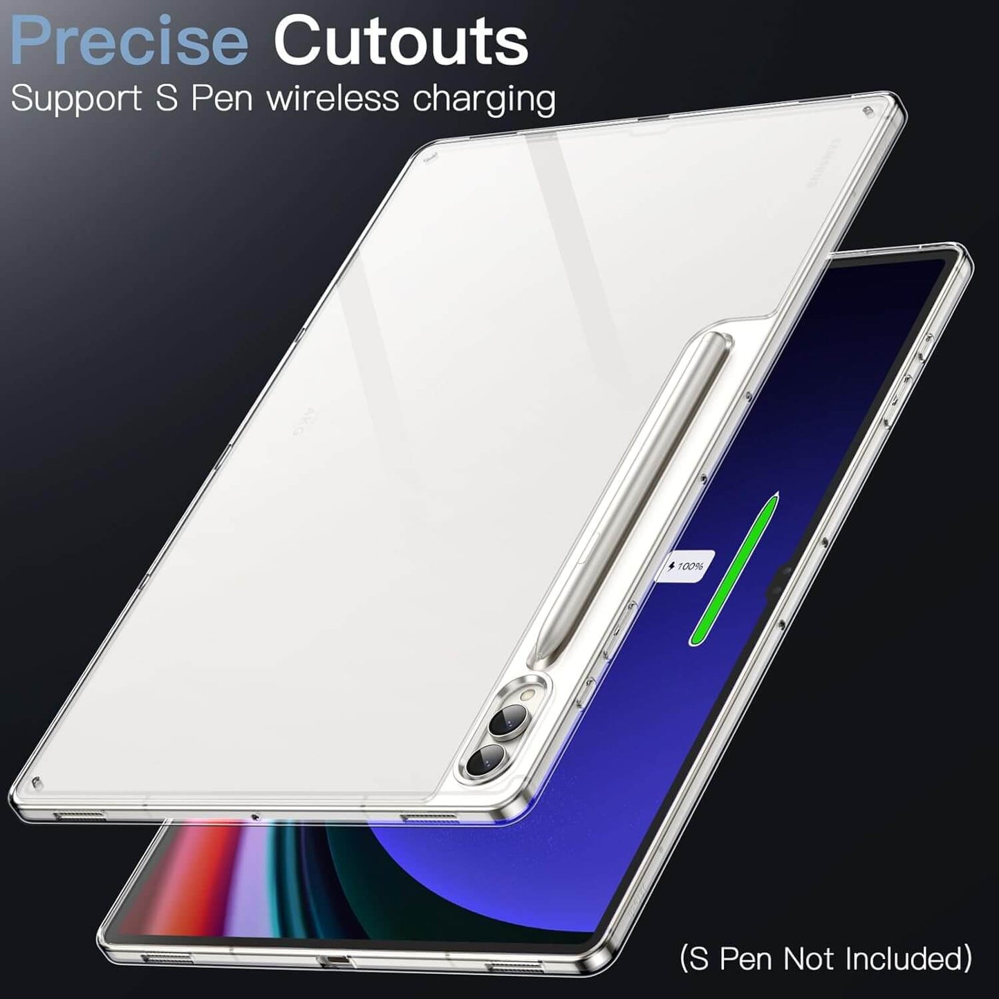 Samsung Galaxy Tab S10 Ultra 14.6-Inch Transparent Slim Anti-Shock Cover – Soft TPU Bumper, Supports S Pen Wireless Charging (Clear)