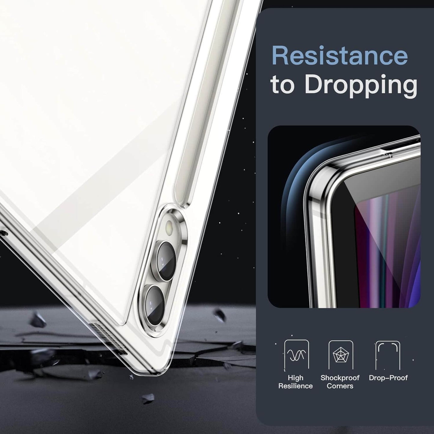 Samsung Galaxy Tab S10 Ultra 14.6-Inch Transparent Slim Anti-Shock Cover – Soft TPU Bumper, Supports S Pen Wireless Charging (Clear)