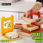 Pocket sandwich maker with hands assembling a sandwich in a kitchen setting, featuring AABA MALL branding.