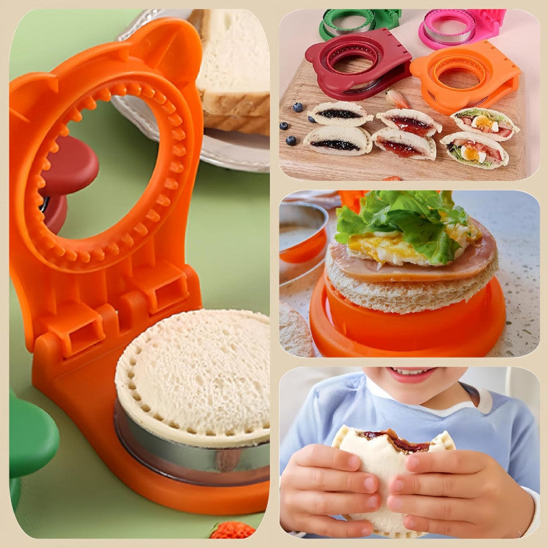 Plastic round sandwich press for picnics and camping