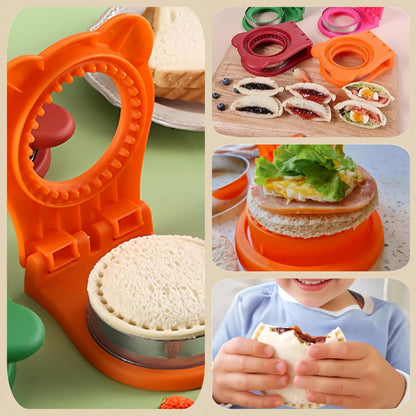 Plastic round sandwich press for picnics and camping