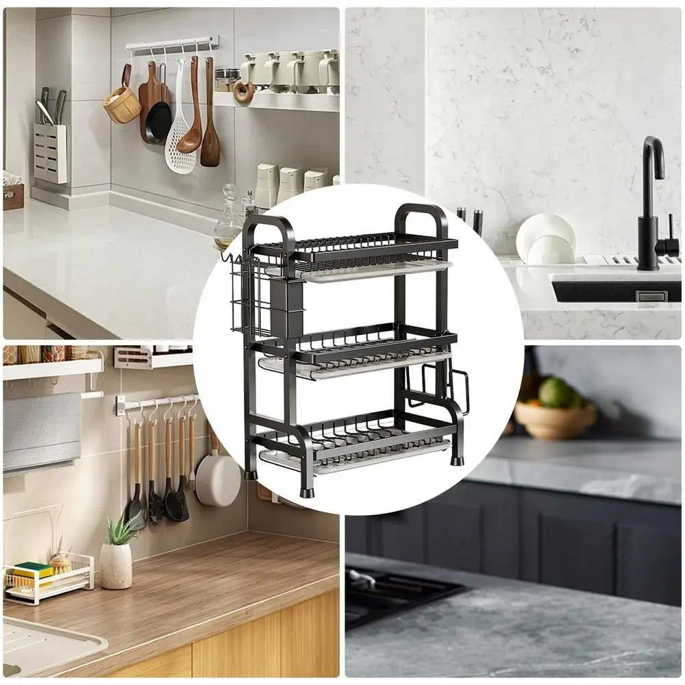 Sink Countertop Organizer – Kitchen Faucet Storage Rack & Sponge Holder | Stable Cabinet Organizer & Space-Saving Drying Rack for Kitchen