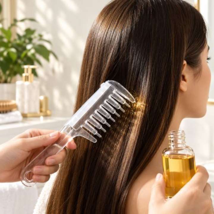 Scalp Oil Applicator Comb with Hair Serum Dispenser and Scalp Massage Teeth for Easy Hair Oil Application and Scalp Care