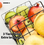 3 - Layer Metal Fruit Basket Kitchen Storage Organizer - AABA MALL