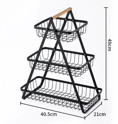 3 - Layer Metal Fruit Basket Kitchen Storage Organizer - AABA MALL