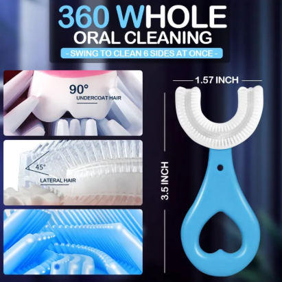 Baby Toothbrush Children's Teeth Cleaning Brush | Kids U-Shaped Toothbrush | 360° Dental Training Toothbrush for Children | Oral Care with Handle – Daily Kids Teeth Cleaning